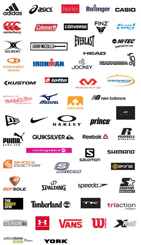 Athletic wear brands Logos