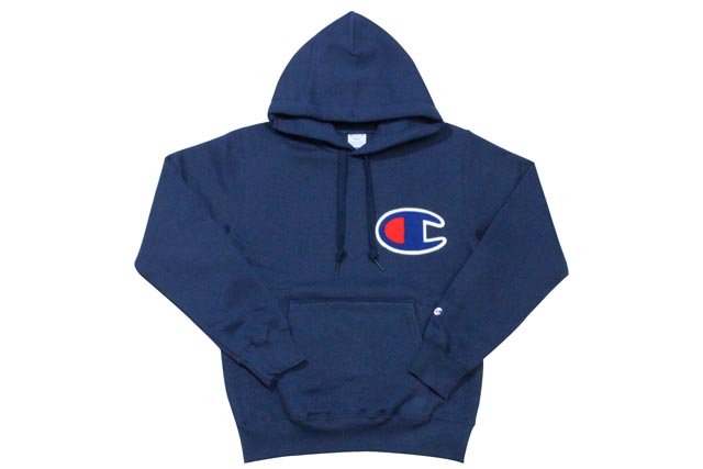 blue champion hoodie big logo