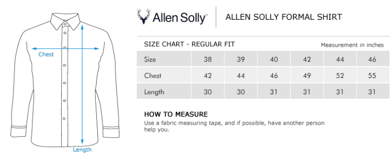 Allen Solly L Size Chart