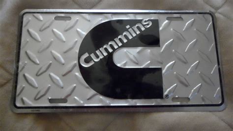 License plate tag Cummins Logo with Diamond plate New 