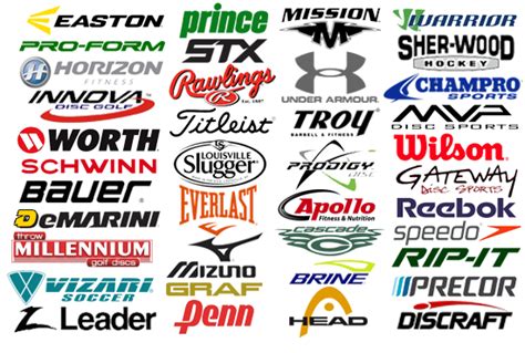 Sports equipment brands Logos