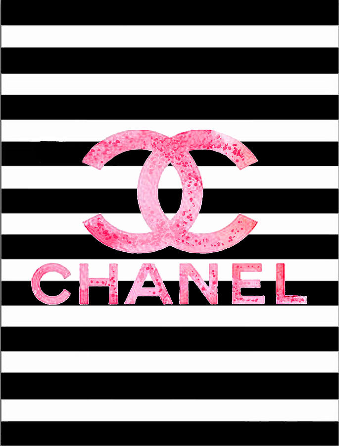 Chanel Pink Logo On Stripes Digital, by Del. fineartamerica.com. helpful no...